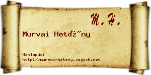 Murvai Hetény névjegykártya